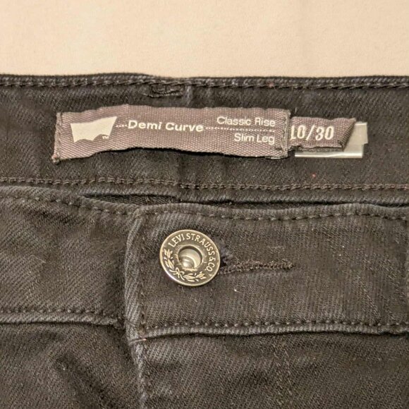 Levi's Strauss Signature Womens 30 x 32 Black Demi Curve Slim Leg 5 Pocket Denim - Picture 3 of 10